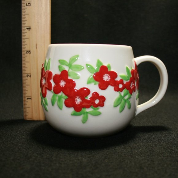 Lot of STARBUCKS 2007 Red and Yellow Flower Coffee Mugs Matching Set(No Returns) - Picture 11 of 16